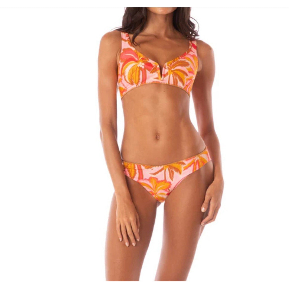 NWT Magii Pink Palms Sublimity Reg Rise Bikini Bottom Size Med